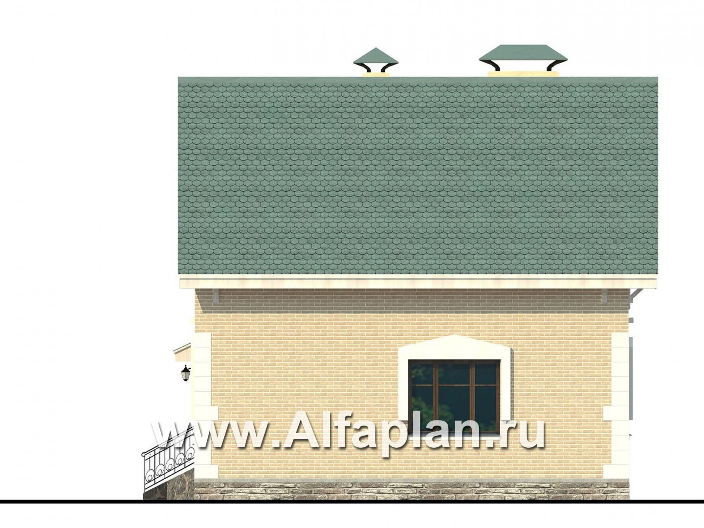 Проекты домов Альфаплан - Дом из газобетона «Оптима» для загородного отдыха - изображение фасада №2