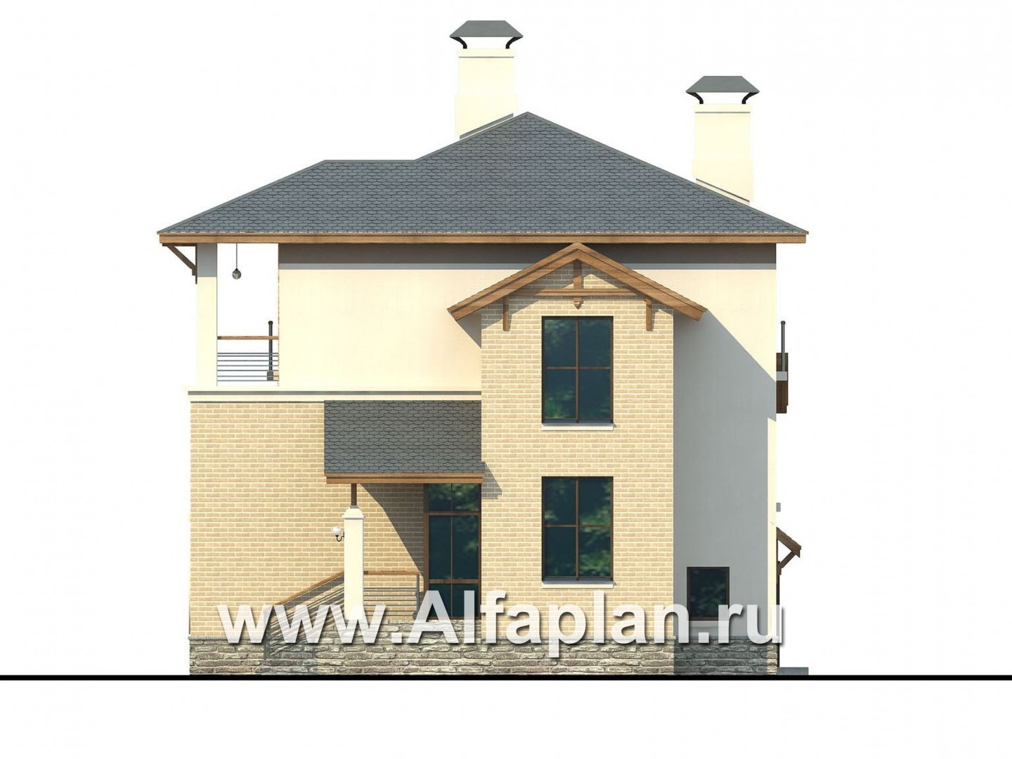 Проекты домов Альфаплан - «Аура» - комфортный дом в современном стиле - изображение фасада №2