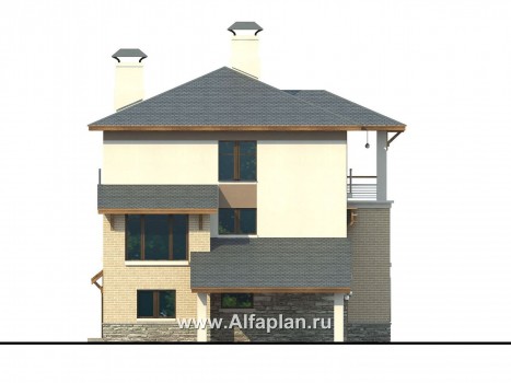 Проекты домов Альфаплан - «Аура» - комфортный дом в современном стиле - превью фасада №3