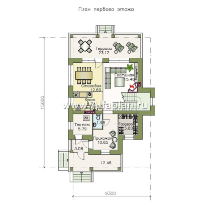 Проекты домов Альфаплан - «Белая ночь»- дом с компактным и комфортным планом - превью плана проекта №1