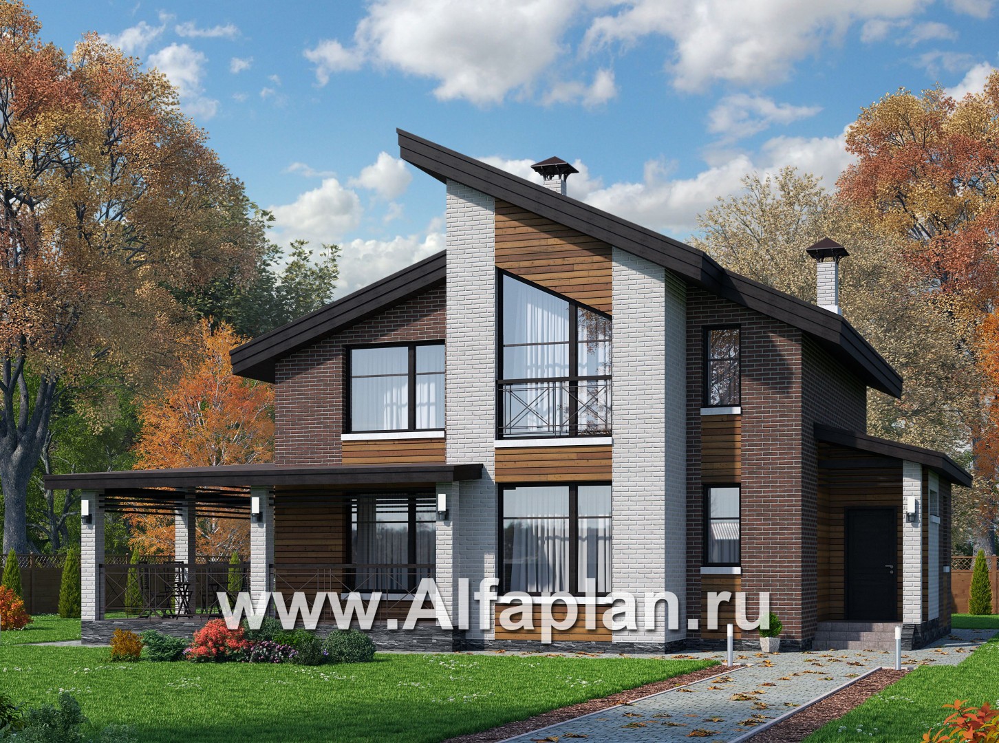 Проекты домов Альфаплан - 792А «Стимул» - проект стильного двухэтажного дома - основное изображение