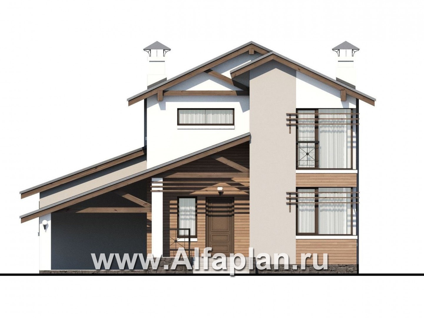 Проекты домов Альфаплан - «Солнечный» - современный, компактный и комфортный дом - изображение фасада №1