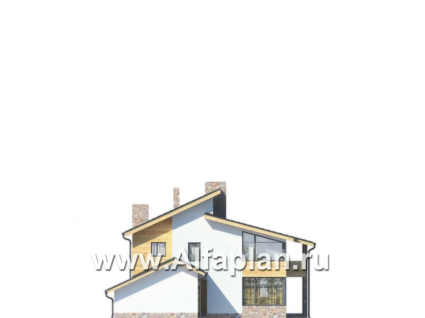 Проекты домов Альфаплан - Современный коттедж с большим гаражом-стоянкой - изображение фасада №3