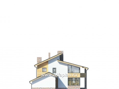 Проекты домов Альфаплан - Современный коттедж с большим гаражом-стоянкой - превью фасада №3