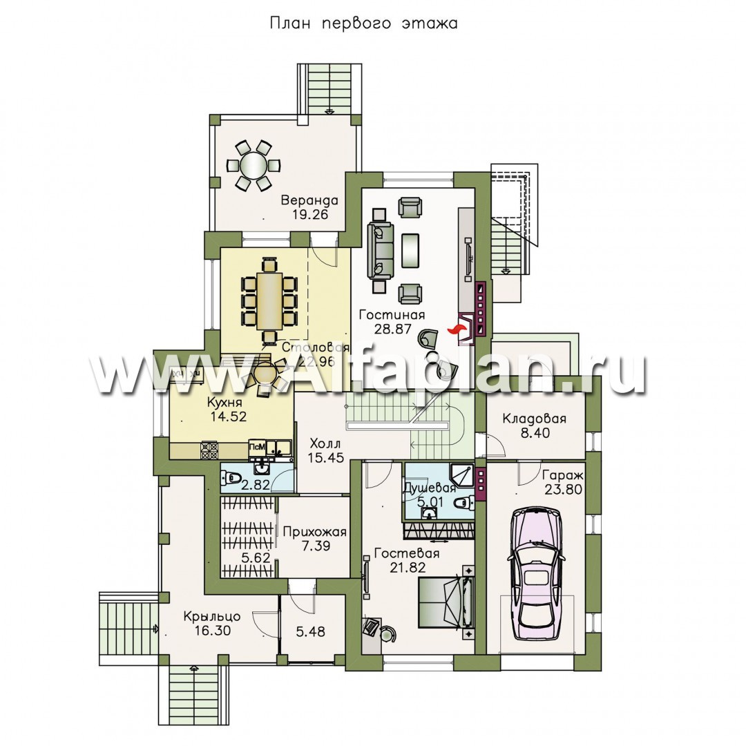 Проекты домов Альфаплан - «Беатрис плюс»- респектабельный коттедж с цокольным этажом - план проекта №2
