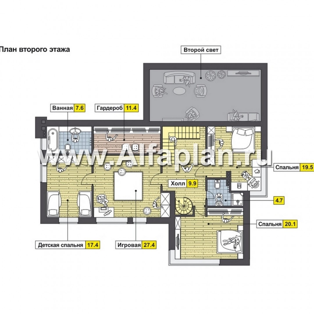 Проекты домов Альфаплан - Оригинальный коттедж с односкатной кровлей - план проекта №2