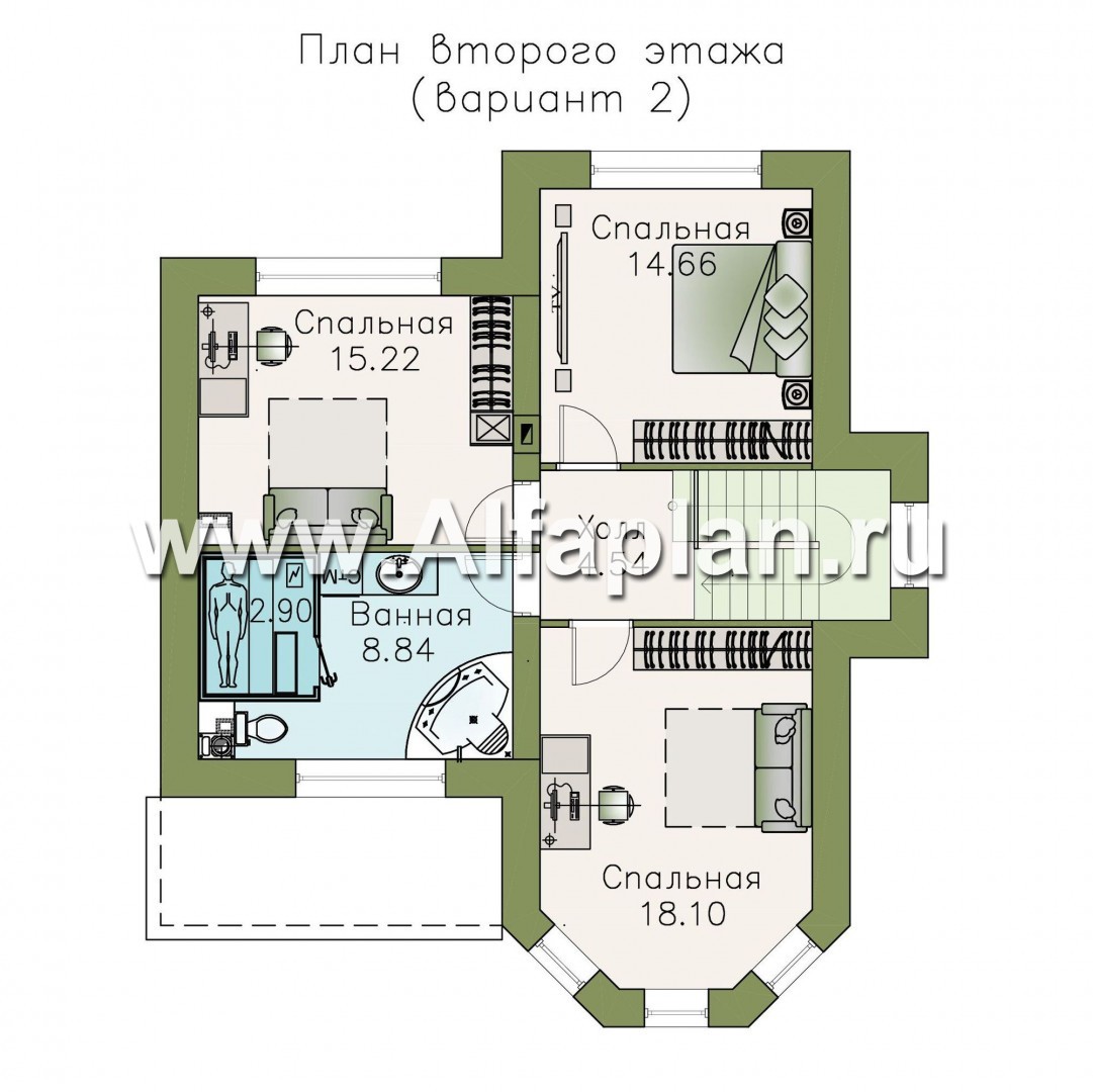 Проекты домов Альфаплан - «Веста» - небольшой удобный дом - план проекта №3