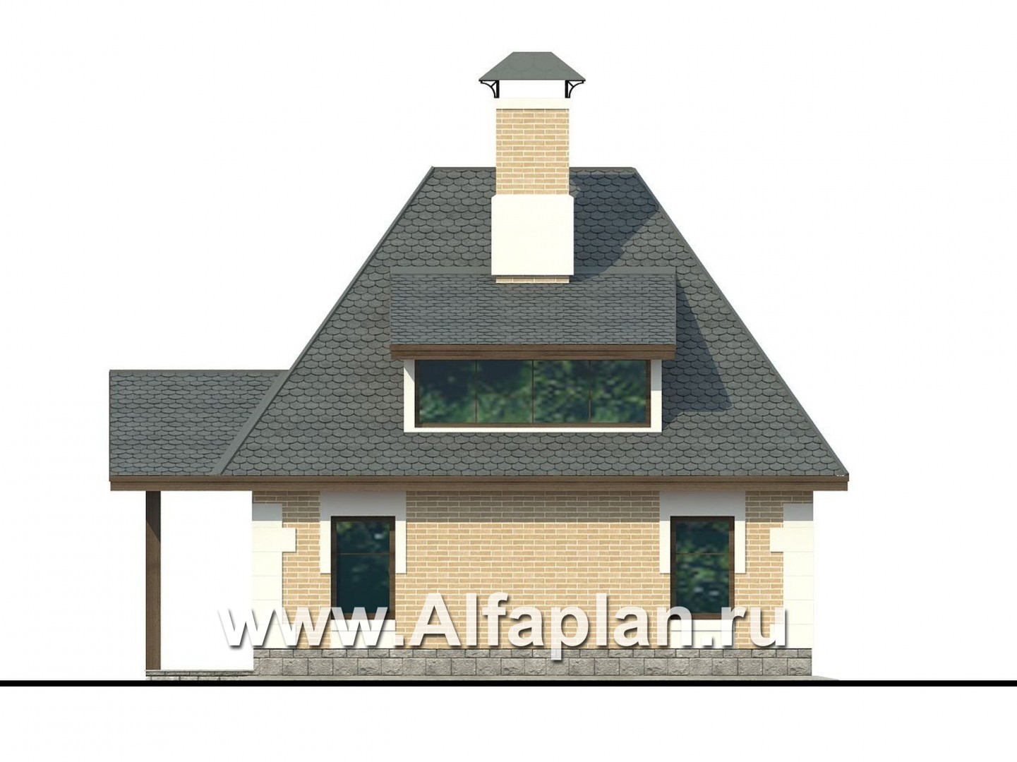 Проекты домов Альфаплан - Гараж со студией в  мансарде - изображение фасада №4
