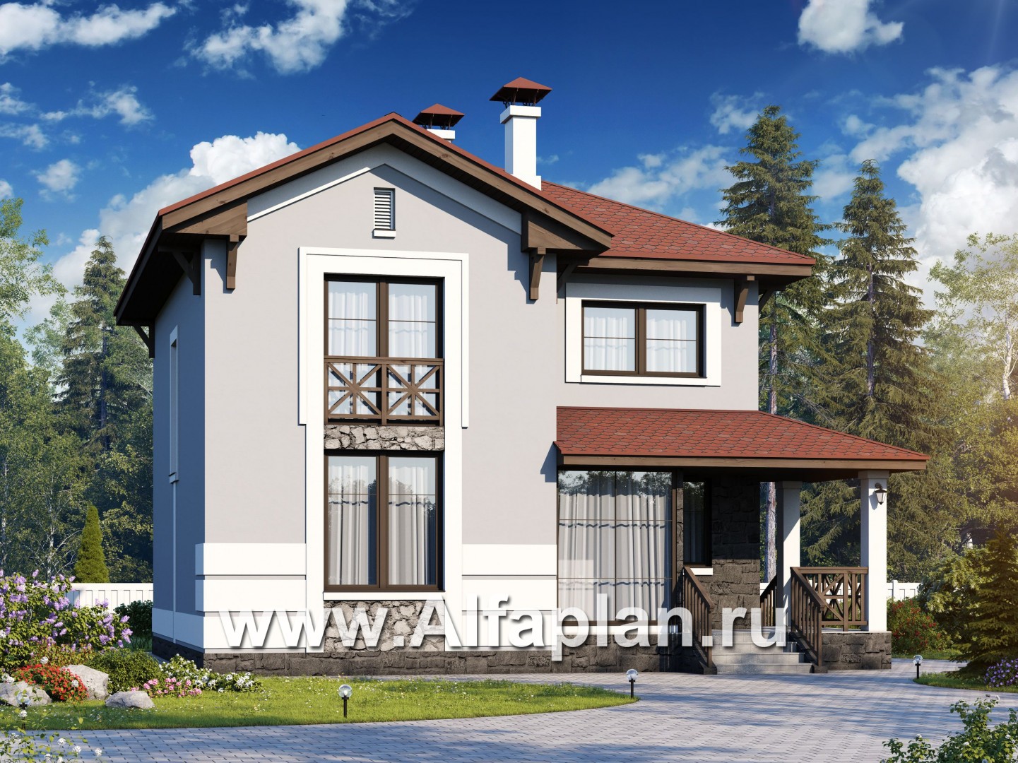 Проекты домов Альфаплан - Кирпичный дом «Собственный рай» - основное изображение