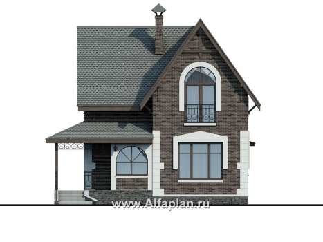 Проекты домов Альфаплан - Кирпичный дом «Оптима» для загородного отдыха - превью фасада №1