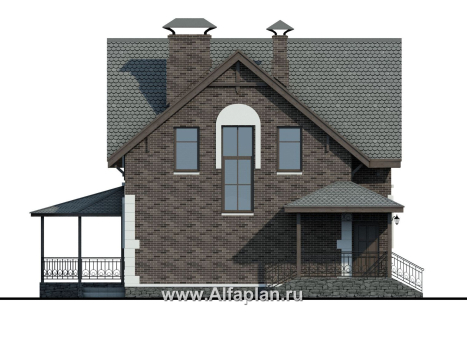 Проекты домов Альфаплан - Кирпичный дом «Оптима» для загородного отдыха - превью фасада №3