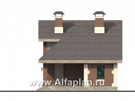 Проекты домов Альфаплан - Баня с террасой и студией в мансарде - превью фасада №2
