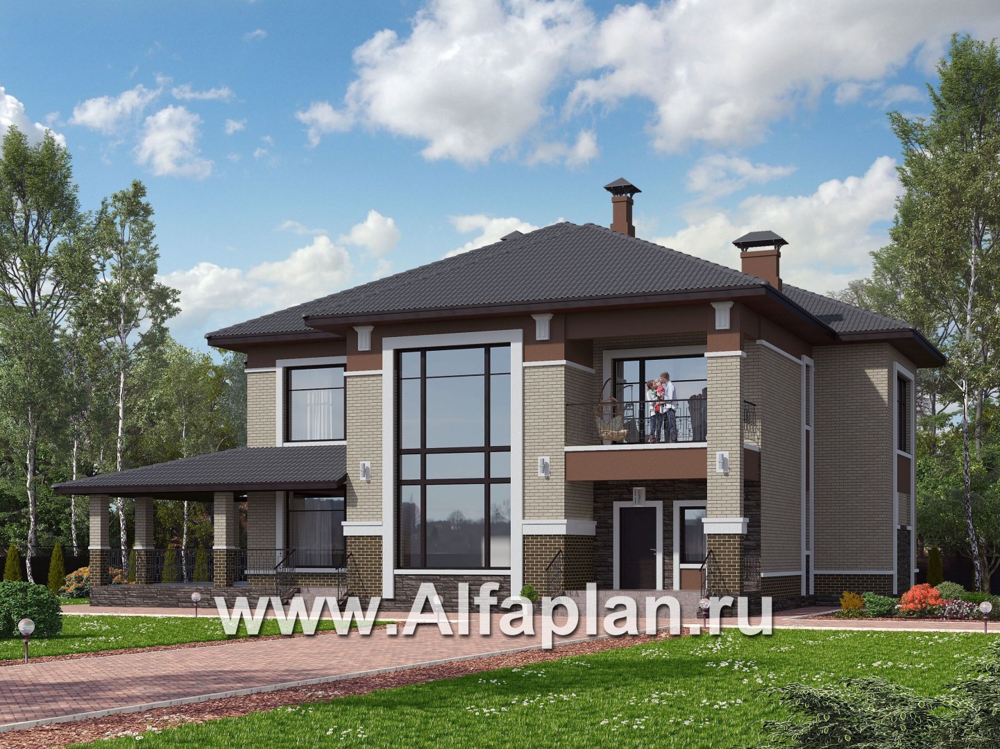 Проекты домов Альфаплан - «Тибр» — респектабельный двухэтажный особняк - основное изображение