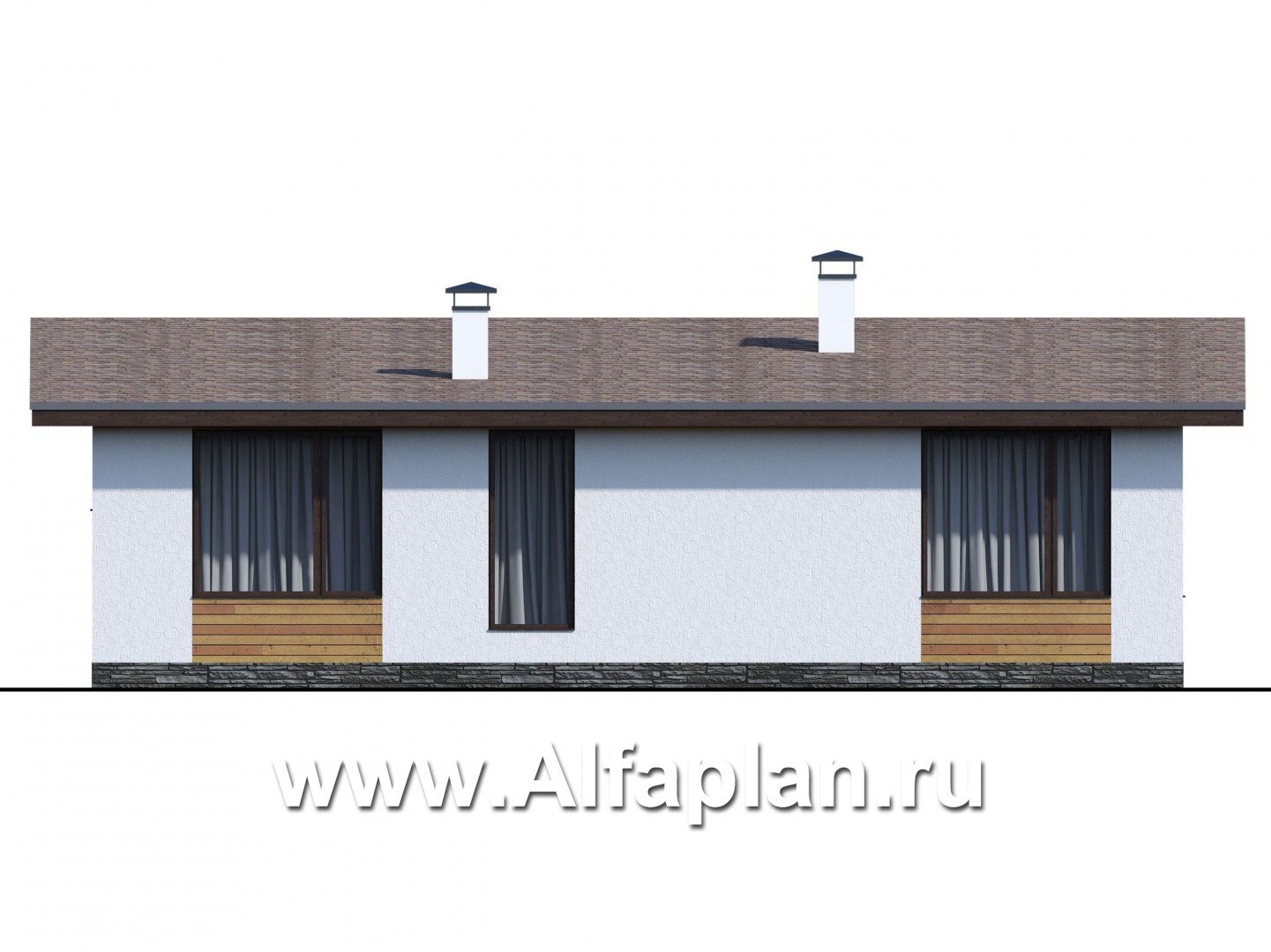 «Бета» - проект одноэтажного каркасного дома с террасой, в скандинавском стиле - фасад дома