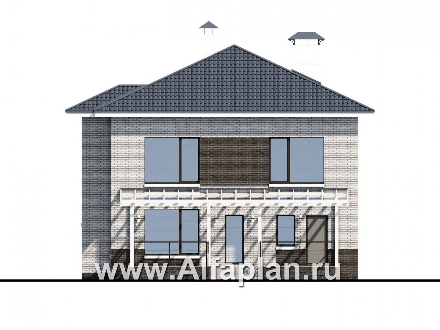 Проекты домов Альфаплан - «Вязьма»- удобный коттедж с двусветной гостиной - изображение фасада №4