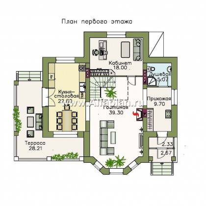 Проекты домов Альфаплан - «Клио Плюс» - коттедж с  цокольным этажом и угловой террасой - превью плана проекта №3
