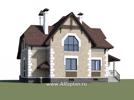 Проекты домов Альфаплан - «Клио Плюс» - коттедж с  цокольным этажом и угловой террасой - превью дополнительного изображения №1