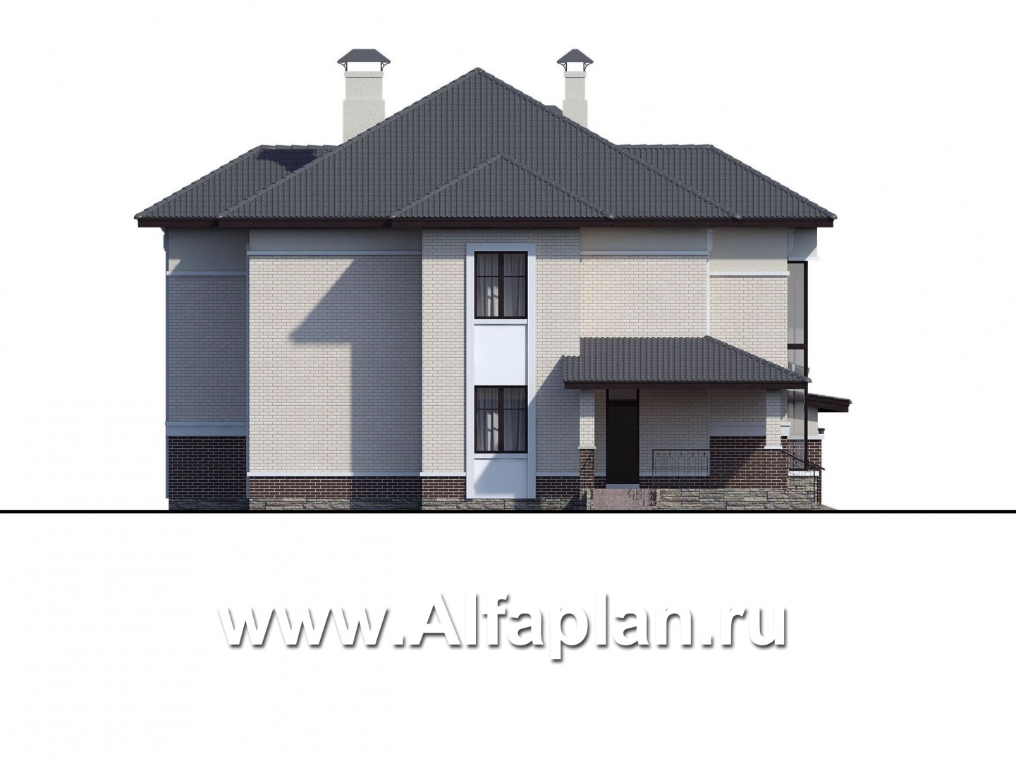 Проекты домов Альфаплан - «Сена» — респектабельный двухэтажный особняк с гаражом - изображение фасада №3