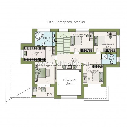 «Арно» - проект двухэтажного дома, особняк с двусветной гостиной, с террасой и сауной - превью план дома