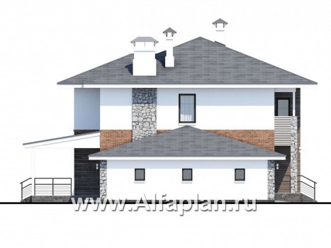 Проекты домов Альфаплан - «Сектор счастья» - стильный современный дом с гаражом - превью фасада №3