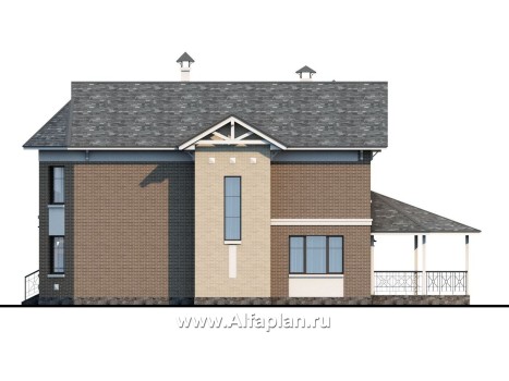 Проекты домов Альфаплан - «Clever» - классический коттедж с гаражом и террасой - превью фасада №2