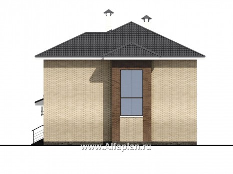 Проекты домов Альфаплан - «Роман с камнем» — двухэтажный коттедж с террасой при входе - превью фасада №2
