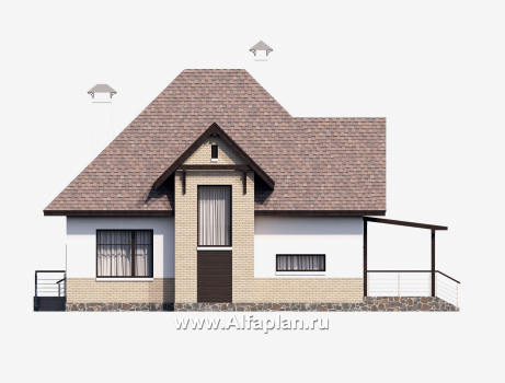 Проекты домов Альфаплан - «Домик в Коломне» - уютный дом с мансардой - превью фасада №4