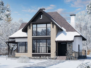 Проекты домов Альфаплан - «Домик в Коломне» - уютный дом с мансардой - превью основного изображения
