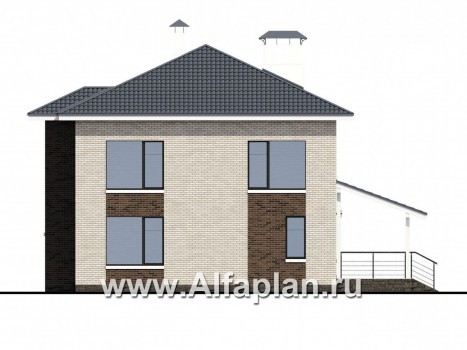 Проекты домов Альфаплан - «Роман с камнем» — двухэтажный коттедж со вторым светом - превью фасада №4