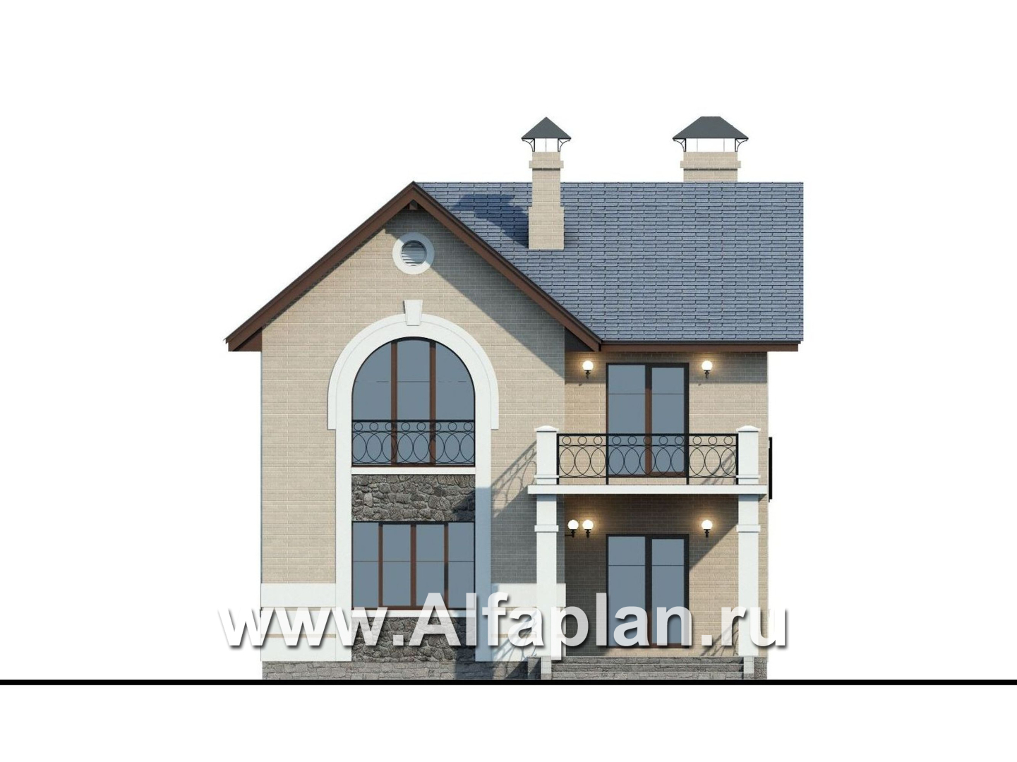 Проекты домов Альфаплан - «Монрепо» - компактный дом для узкого участка - изображение фасада №4