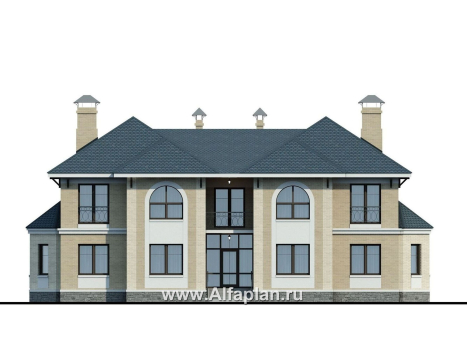 Проекты домов Альфаплан - «Эйваро плюс»- оптимальный коттедж для родственников - превью фасада №1