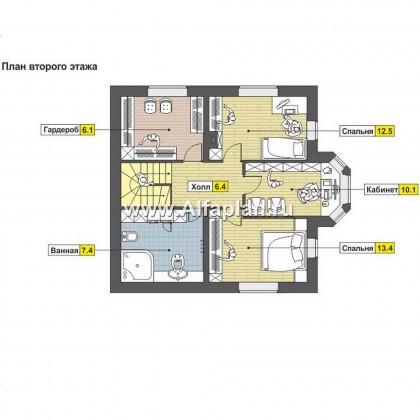 Проекты домов Альфаплан - Экономичный мансардный дом - превью плана проекта №2