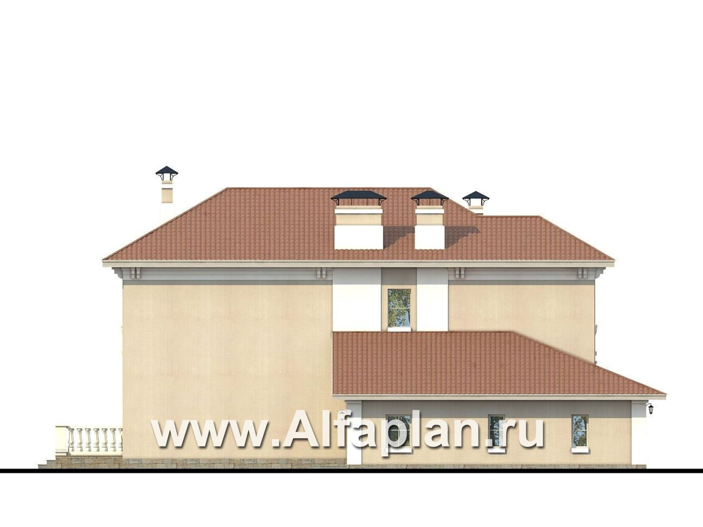 Проекты домов Альфаплан - «Тургенев» - русская усадьба, в классическом стиле - изображение фасада №3
