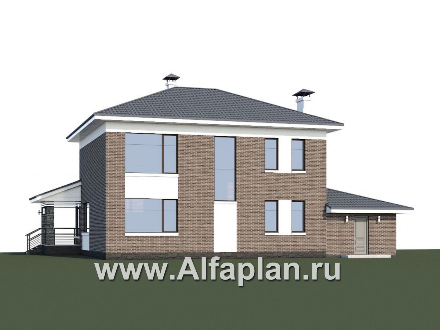 Проекты домов Альфаплан - «Летний вечер» - современный двухэтажный коттедж с гаражом и верандой - дополнительное изображение №1