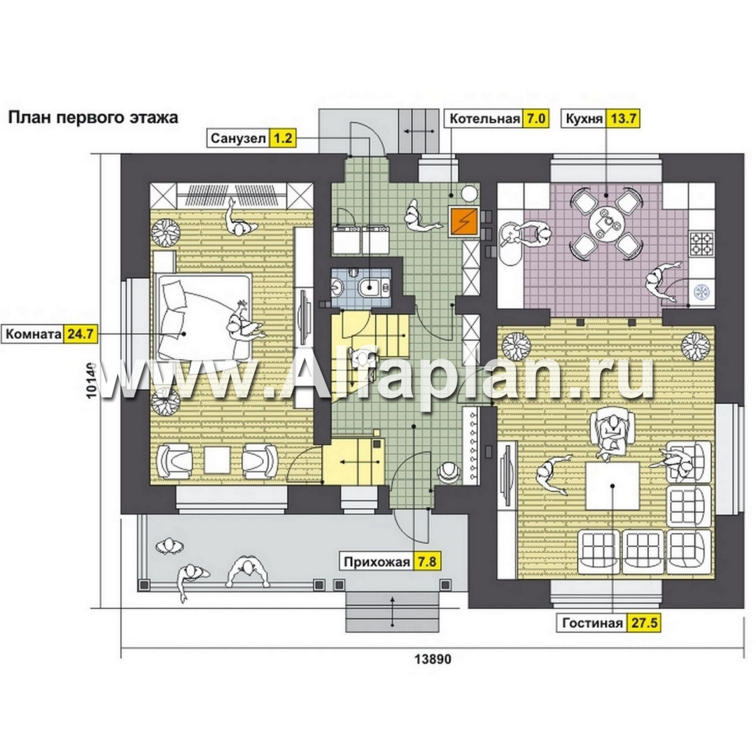 Проекты домов Альфаплан - Небольшой уютный коттедж - план проекта №2