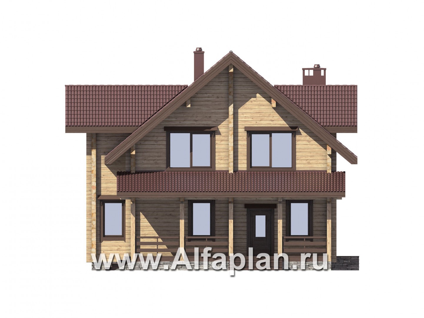 Проекты домов Альфаплан - Комфортабельный дом из бруса - изображение фасада №1