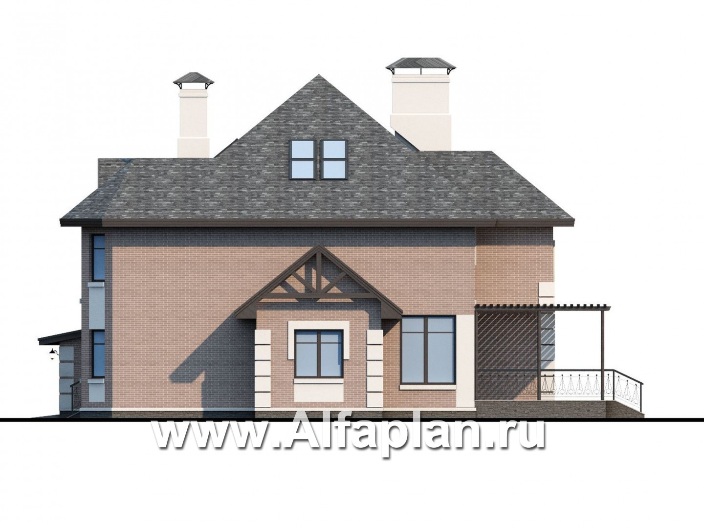 Проекты домов Альфаплан - «Воронцов»- респектабельный коттедж с большим гаражом - изображение фасада №2