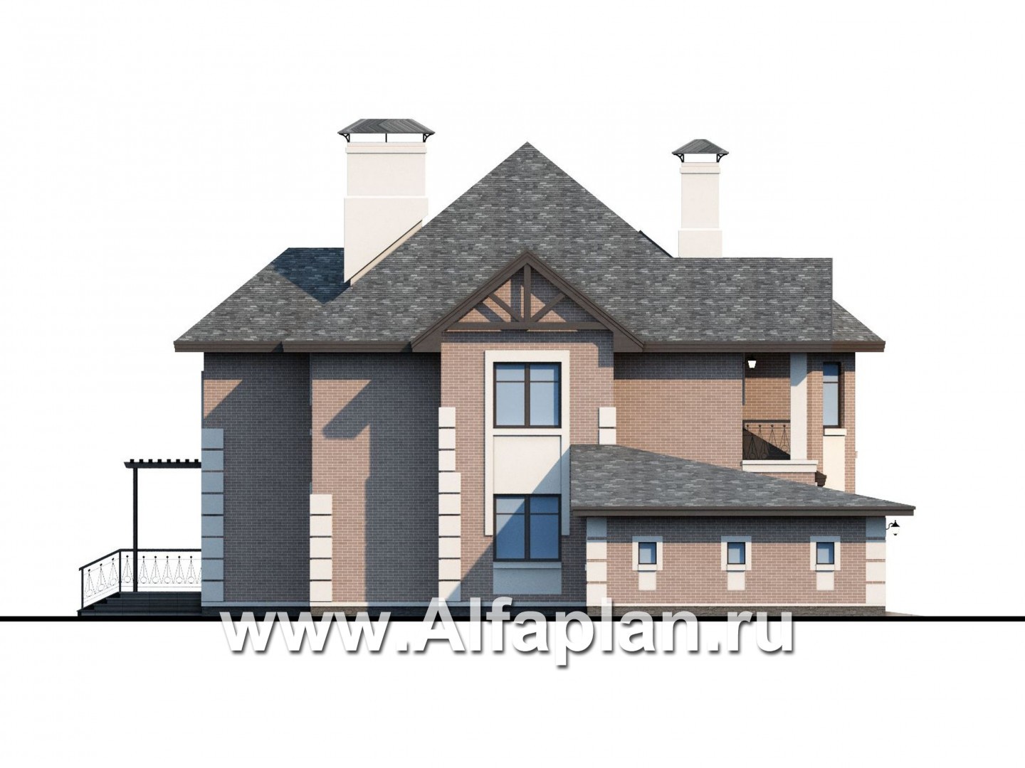 Проекты домов Альфаплан - «Воронцов»- респектабельный коттедж с большим гаражом - изображение фасада №3