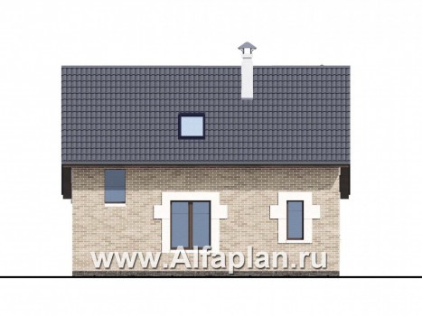 Проекты домов Альфаплан - "Отдых" - проект дома для дачи с мансардой и большой террасой - превью фасада №4