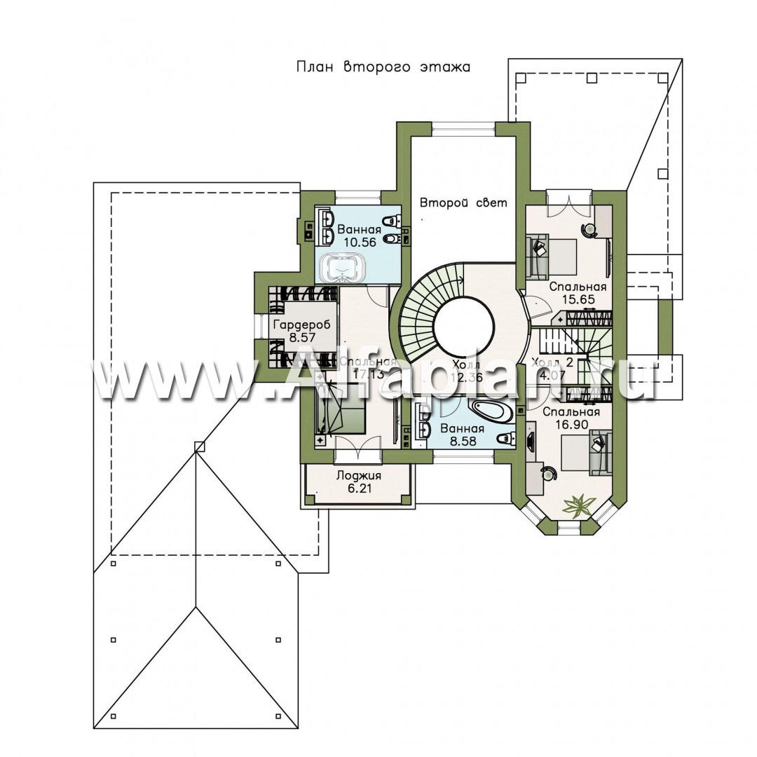 Проекты домов Альфаплан - «Воронцов»- респектабельный коттедж с большим гаражом - изображение плана проекта №2