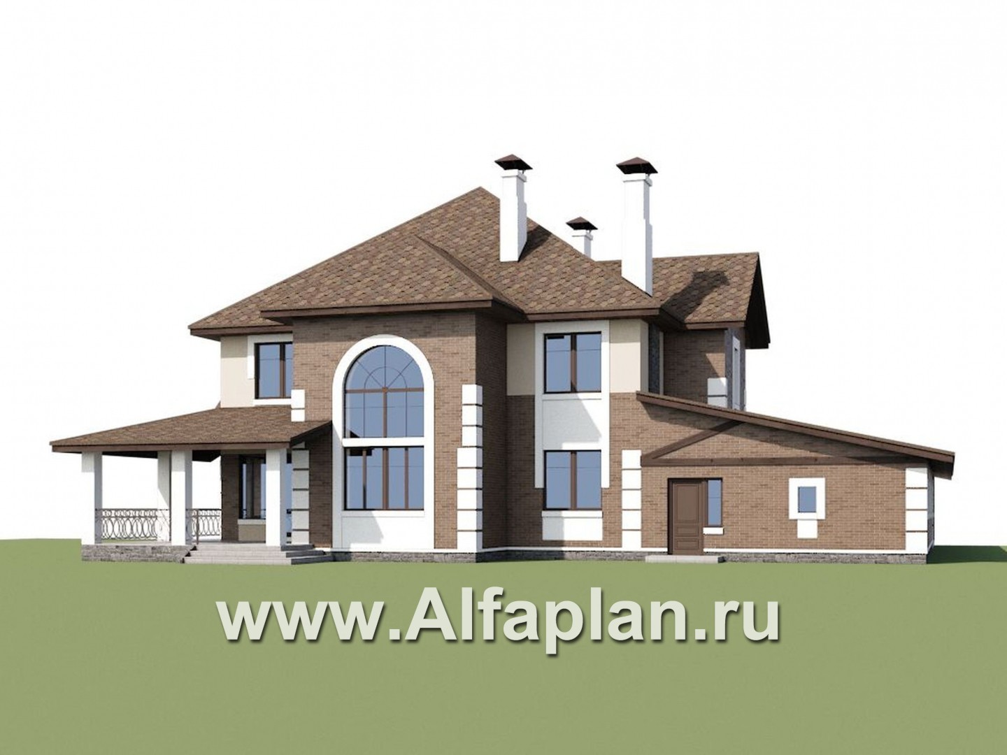 Проекты домов Альфаплан - «Воронцов»-проект двухэтажного дома из газобетона с эркером, с биллиардной,  с гаражом и навесом на 4 авто - дополнительное изображение №1