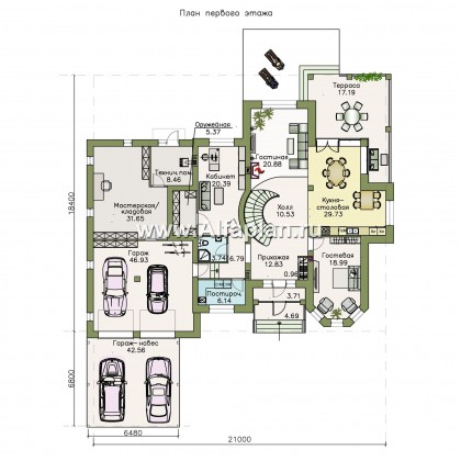 Проекты домов Альфаплан - «Воронцов»- респектабельный коттедж с большим гаражом - превью плана проекта №1