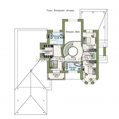 Проекты домов Альфаплан - «Воронцов»-проект двухэтажного дома из газобетона с эркером, с биллиардной,  с гаражом и навесом на 4 авто - превью плана проекта №2
