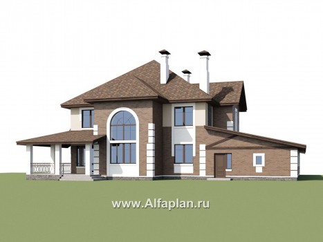 Проекты домов Альфаплан - «Воронцов»-проект двухэтажного дома из газобетона с эркером, с биллиардной,  с гаражом и навесом на 4 авто - превью дополнительного изображения №1