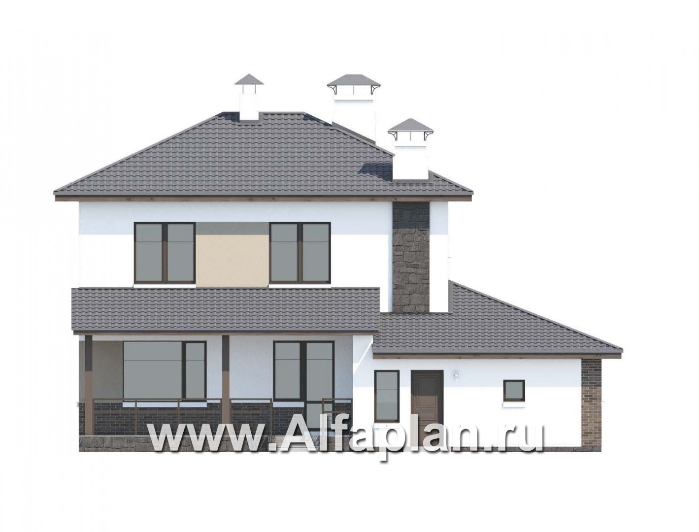 Проекты домов Альфаплан - «Приоритет» - современный экономичный дом с гаражом - изображение фасада №4