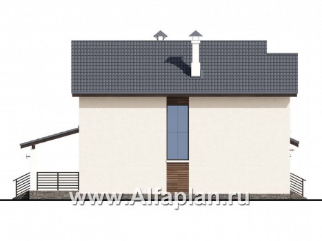 Проекты домов Альфаплан - «Весна» - экономичный и удобный дом с гаражом-навесом - превью фасада №3