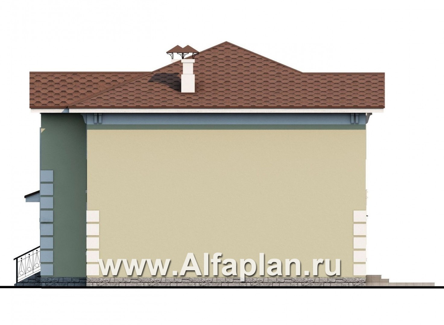 Проекты домов Альфаплан - «Кваренги» - классический коттедж с террасой и просторной лоджией - изображение фасада №2
