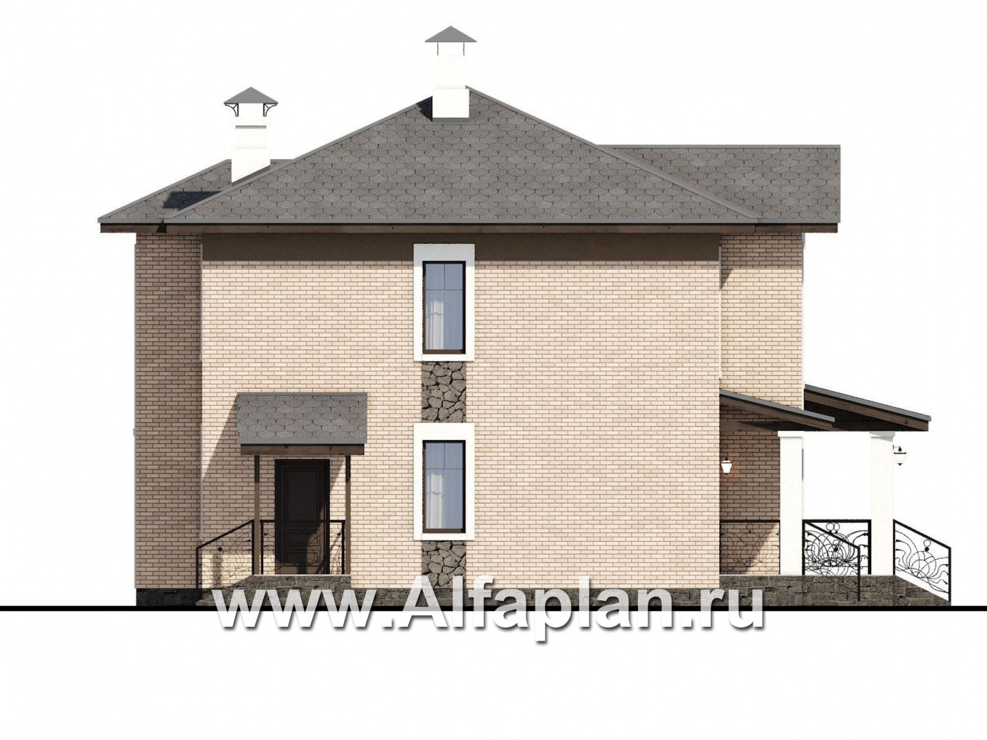 Проекты домов Альфаплан - «Арт-Нуво» - респектабельный двухэтажный дом в стиле модерн - изображение фасада №3