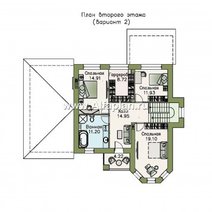 Проекты домов Альфаплан - «Благополучие» - классический коттедж с открытой планировкой и гаражом - превью плана проекта №3