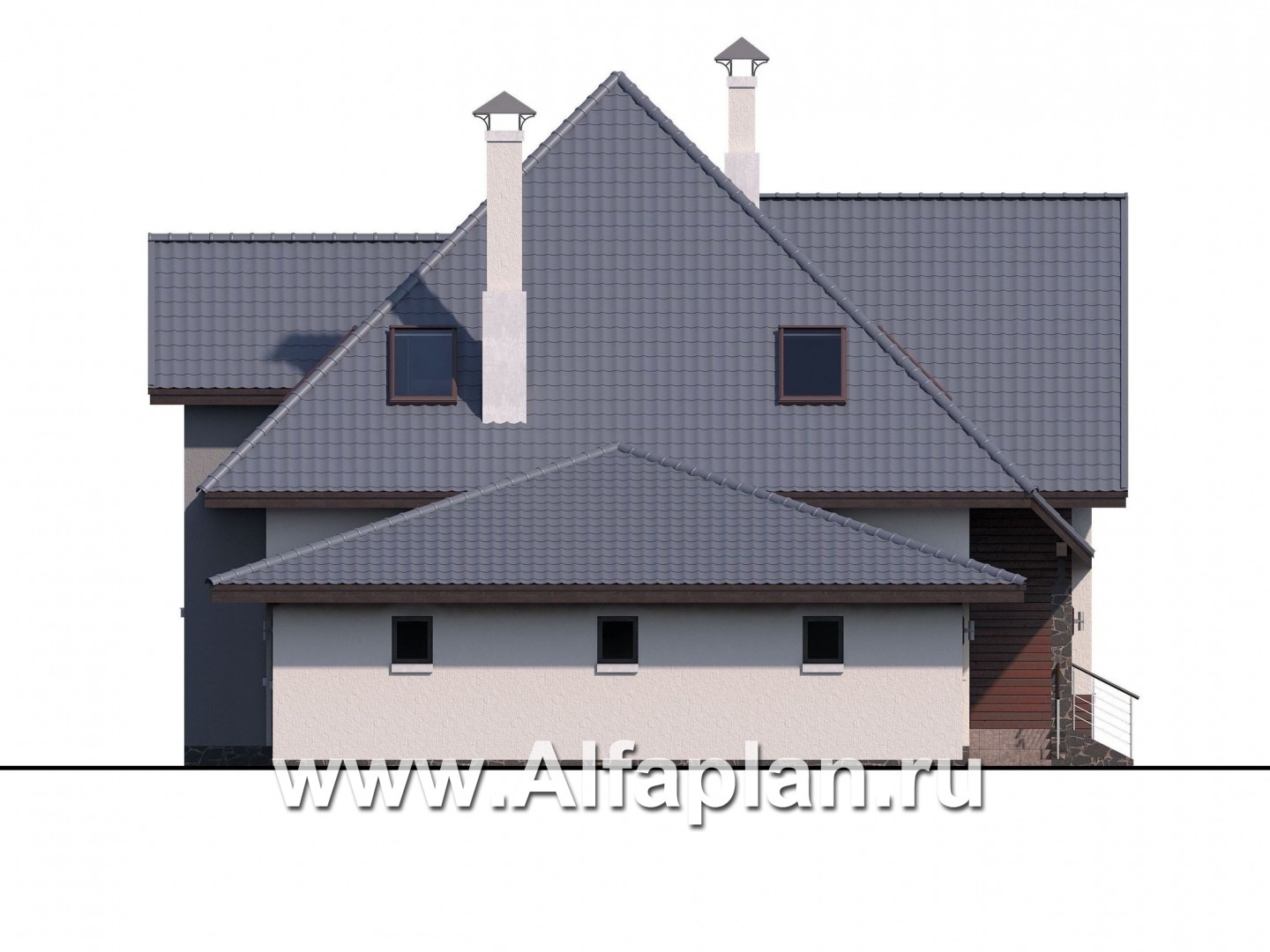 Проекты домов Альфаплан - «Плеяды» - современный мансардный дом - изображение фасада №3